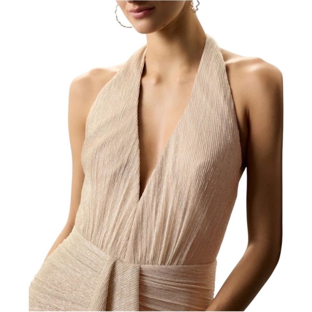 NWT PATBO Lurex Draped Maxi Dress in Champagne - Picture 3 of 9